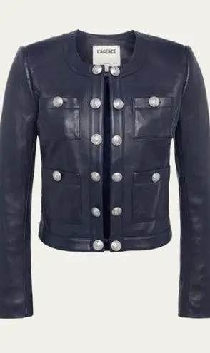 L'Agence L’AGENCE Jayde Collarless Leather Jacket Black Sz 4 - Image 1