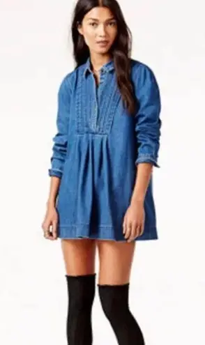 Free People  Baby Blues Denim Tunic in Robins Blue Dress Western Small