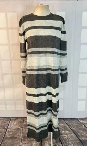 Tavin nwt long sleeve gray striped maxi length sweater dress size small 4