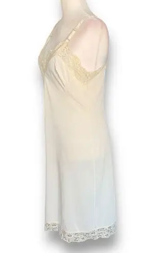 Vintage Loraine Full Slip Dress Satin Cream Lace Trimmed Chemise Lingerie