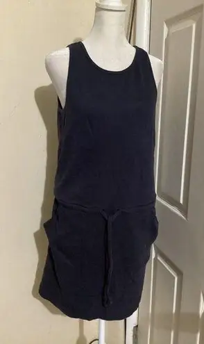 Lilla P Dress Womens Small Navy Blue Sleeveless Drawstring Waist Pockets Casual
