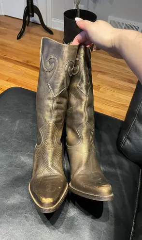 Steve Madden Steven By  Silvrado Vintage Y2k Embroidered Western Leather Chunky Block Heeled Kitten Pullover Riding Texas - Image 3