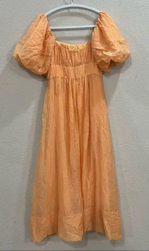 Showpo Roshina Puff Sleeve Midi Dress Womens Sz 2 In Orange Cottagecore Wedding