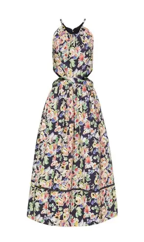 Something Navy Floral Cutout Sleeveless A-Line Midi Dress Size Small