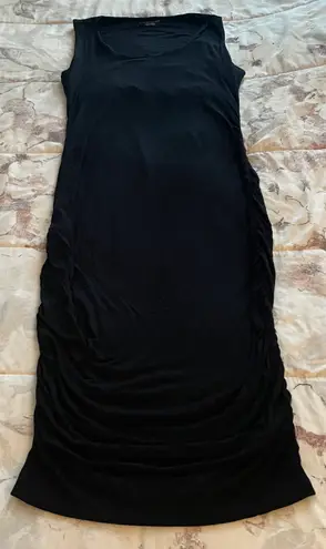 A pea in the pod Maternity Black Ruched Sides Sleeveless Midi Dress, size S
