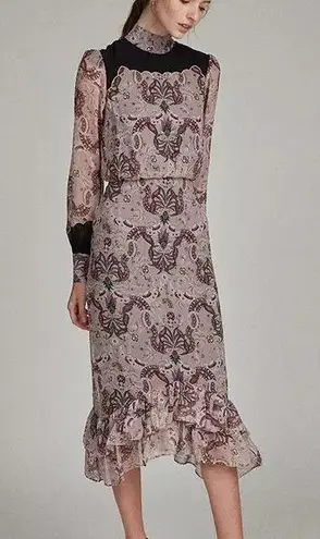 Saloni Isa Scallop Dress In Quartz Bazaar Print Size 6