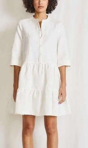 Apiece Apart Maurino Drop Waist White Collared Mini Dress | L