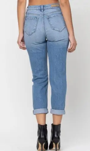 Cello Jeans Blue Destroyed High Rise Mom Jeans