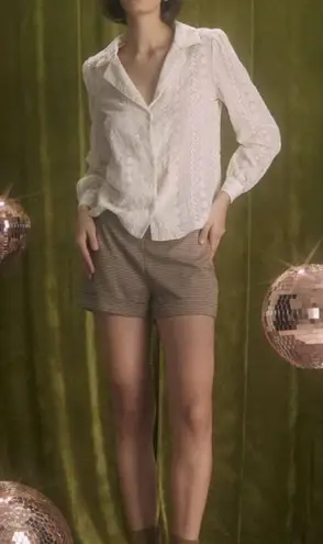 RIHOAS The Apricot Lapel Floral Embroidery Blouse 2 White Size M