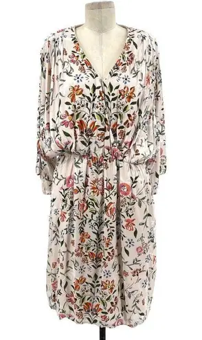 Anthropologie  Laia Botanical Dress White Floral Dolman Sleeve Size 12