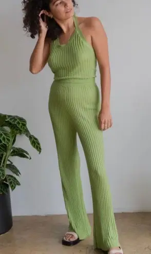 Revolve Callahan Elodie Knitwear Flare Pant Ribbed Basil Green Small