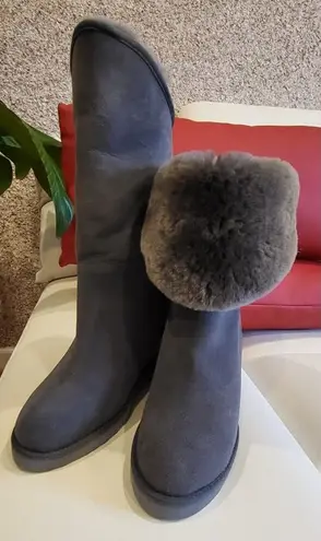 NWOB Australian Luxe Classic Cosy Tall Brown Shearling Ugg Wedge Boot Size 8