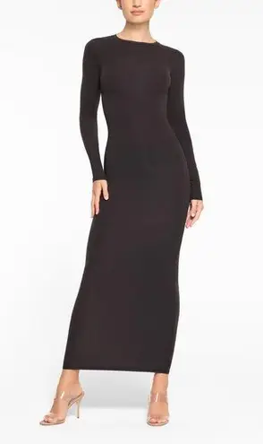SKIMS Fits Everybody crew Neck long sleeve Dress, Tan Color, $88