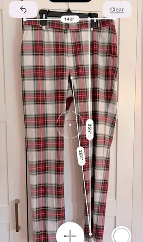 Tommy Hilfiger , Red, Green, & White Plaid Pull On Pants, Size 30 🎄