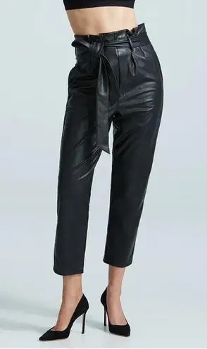 Commando vegan leather pleated ankle pants black size large women L