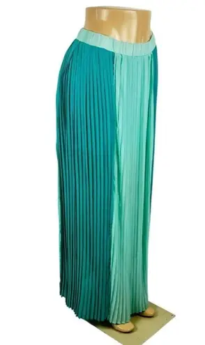 TCEC Color Block Pleated Maxi Skirt Size Medium - Turquoise