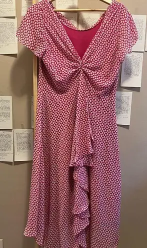 SL Fashions Pink Polka Dot Cute Summer Dress with Ruffled Front