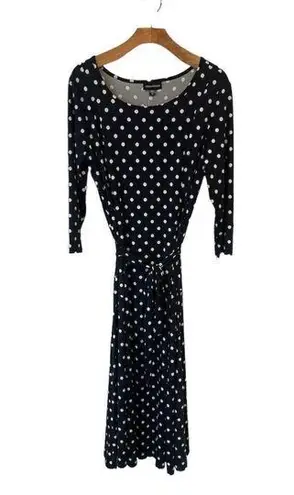 Nina Leonard  NYC Sheath Dress Women's XL Navy/Ivory Polka Dot 3/4 Sleeve NEW