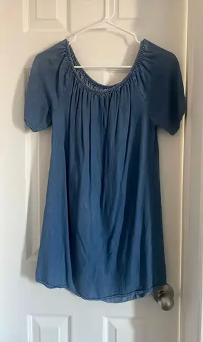 The Hanger Off The Shoulder Denim Mini Dress