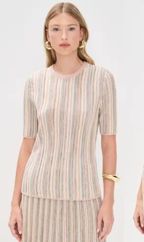 Zimmermann Illuminate Mouline Pleated Short Sleeve Sweater Tee US 6 NWT