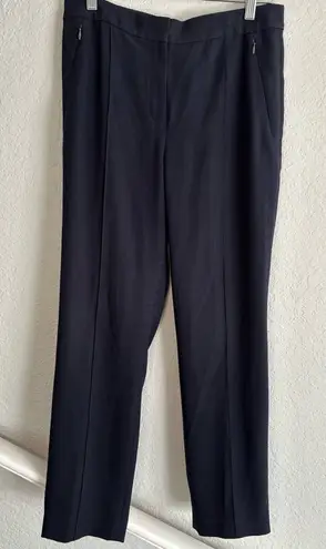 Elie Tahari Navy Blue Dress Pants Zipper Pockets Minimalist Contemporary Office