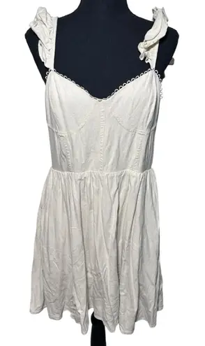 Audrey Parks for Francescas Cream Linen Blend Mini Dress Size L Preppy Rush Size L