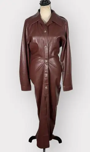 Nanushka Sami Vegan Leather Dress Plum Chutney Women's Size Med NWT Brown