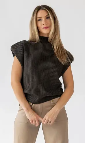 NWT Sofie the label Celine Olive Ribbed Knit Sweater Vest size medium brown