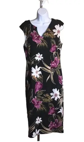 Connected Apparel Women’s Knee length Floral Sheath Dress Size 12 EUC