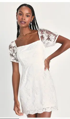 Lulus White embroidered sequin mini  dress 