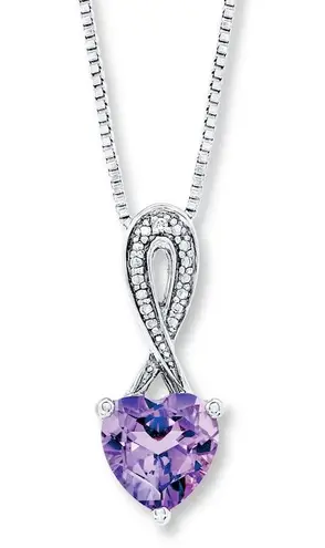Kay Jewelers //Amethyst Heart Necklace With Diamond Accent Sterling Silver