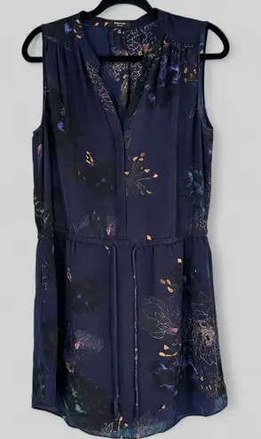 Babaton Aritzia Women's Floral Silk Benedict Sleeveless Shirt Dress Navy Medium