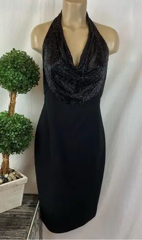 Carmen Marc Valvo Black Strapless Embellished Top Evening Knee Length Dress 4