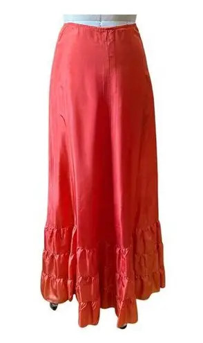 Vintage Thea Porter Couture for Giorgio Sunset Orange Ruffled Maxi Skirt Size XS
