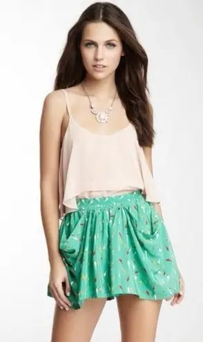 Pinkyotto NYC Womens Green Songbird Printed Casual Skort Shorts size XS