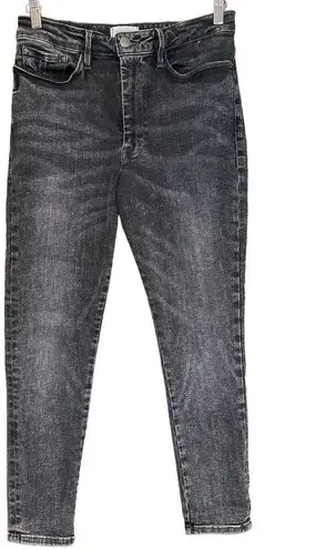 Frame Le One High Rise Waist Crop Skinny Denim Jeans Hughes Acid Wash Grey 2