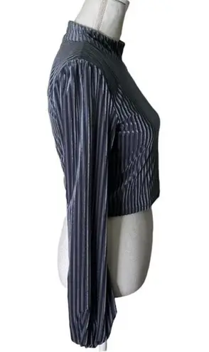 Privacy Please Lynnsey Crop Top in Bluestone Ribbed Long Sleeves Size Medium