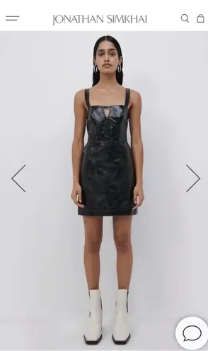 Jonathan Simkhai Standard Abra patent crinkle vegan leather bustier dress XS NWT Black