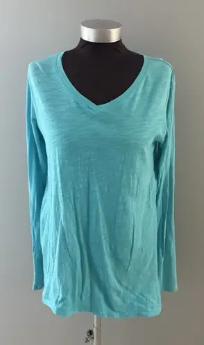 Fresh Produce Tunic Womens XS Turq Blue Oversize Asymmetrical Coastal Lagenlook