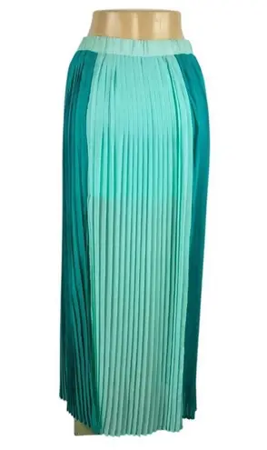 TCEC Color Block Pleated Maxi Skirt Size Medium - Turquoise