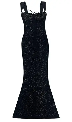 Miss Circle Veronica Black Lace Maxi Dress Sleeveless Dark Romantic Women’s XXS