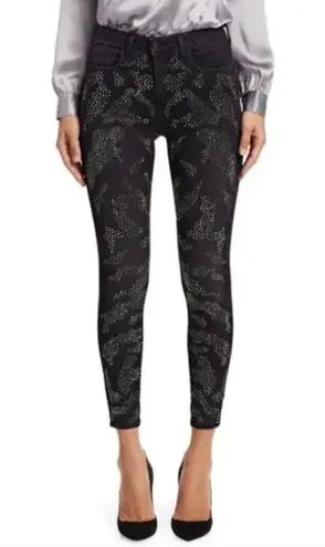 L'Agence Graphite Dark Gray Rhinestone Margot High Rise Skinny Jeans