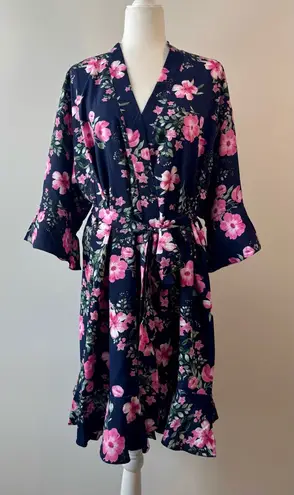 Birdy Grey Floral Navy and Pink Getting Ready Robe Size XL/XXL