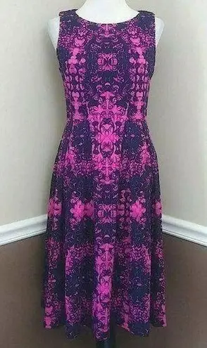 Donna Morgan NEW  Fuchsia Black & Navy Blue Pleated A-Line Modcloth Midi Dress 4