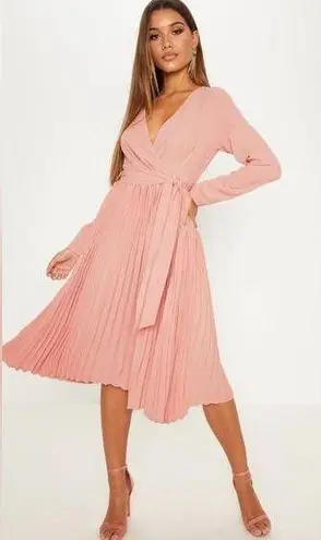 Pretty Little Thing Rose Long Sleeve Pleated Midi Dress Size 1X - $32 -  From Second