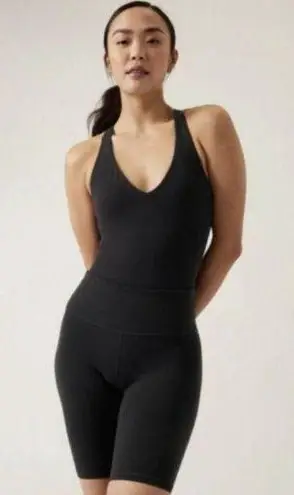 Athleta NEW Sz L Large Womens  Trancend Thong Bodysuit Removable Bra Black 881423