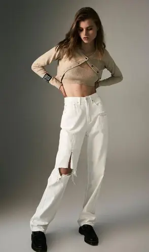 Ksubi Playback Blanc Sliced Jeans Size 32 White Super High Rise Relaxed Leg