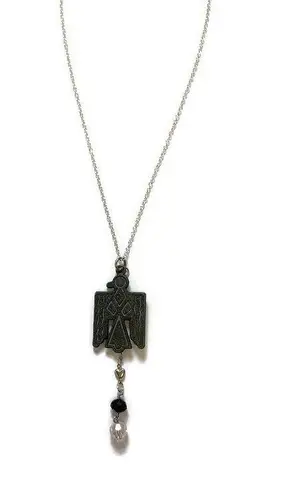 Sterling Silver Vintage Native American Thunderbird Pendant & NEW 925 Chain - Image 2