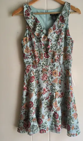 Turquoise Floral Dress, Size 3/4 Blue