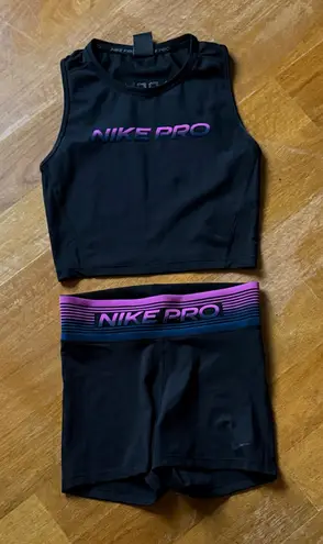 Nike  Pro Black and Purple Athletic Set - Image 1